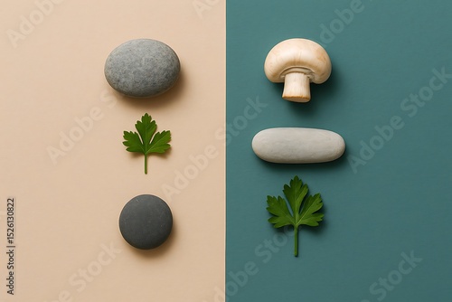Minimalist Top-Down Flat Lay of Natural Objects