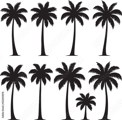 Seamless Pattern of Simple Palm Trees