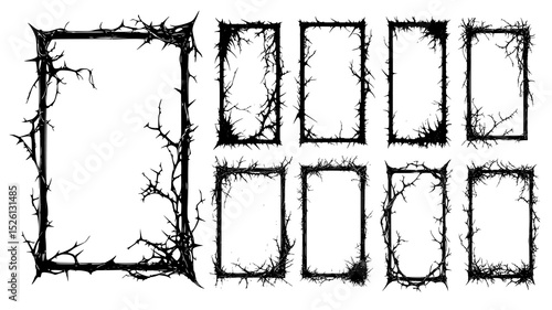 Gothic black thorn branch frames collection