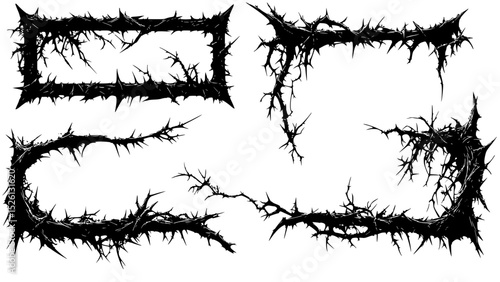 Spiky thorns black frame design elements