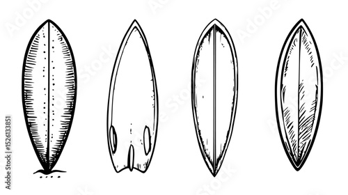 Hand drawn surfboard designs collection