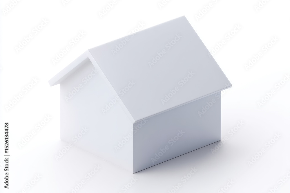 Minimalist white house model on plain background Minimalist white house model on plain background