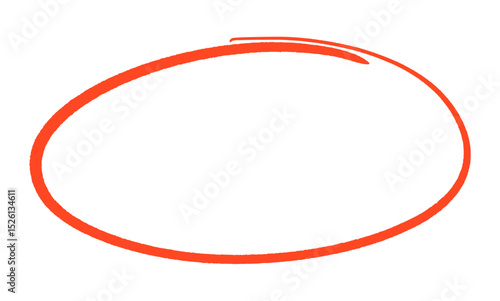 Red pen oval mark, highlight hand drawn vector element