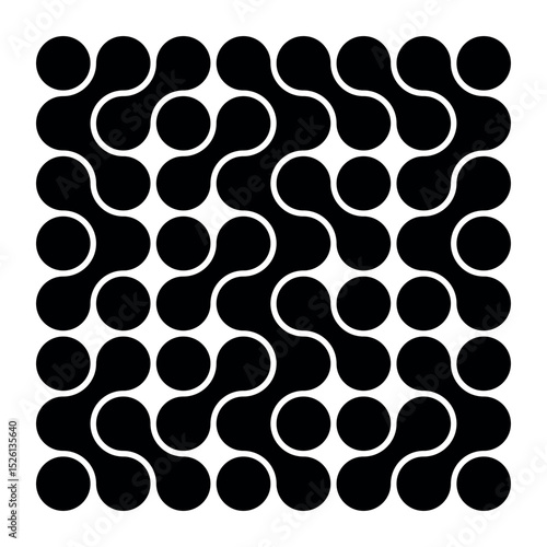 Black pattern of dots metabol on white background. Abstract geometric figures of connected molecules. Modern vector design.	