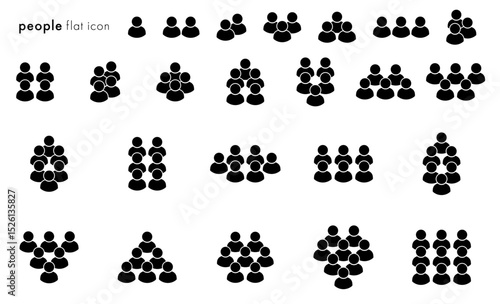 人　アイコン　グループ　1人から9人まで　ベクター　黒