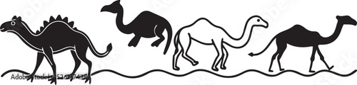 Photography Black silhouette vector illustrations of wild animals, including a lion, horse,