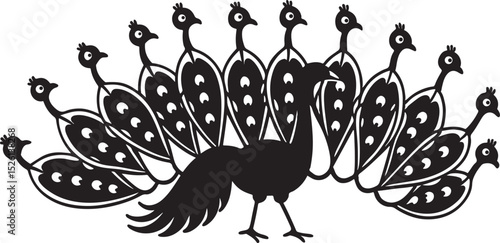 Cartoon vector illustration of a bird of paradise or a rooster, chicken, hen, and other farm animals silhouette for weather vane design