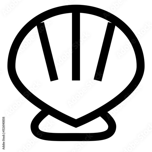 Bivalve seashell icon with radiating lines for summer beach