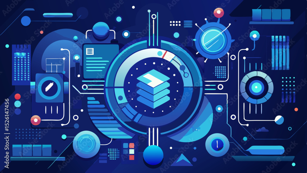 Obraz premium Modern Blue Technology Background Abstract High Tech Aesthetic vector