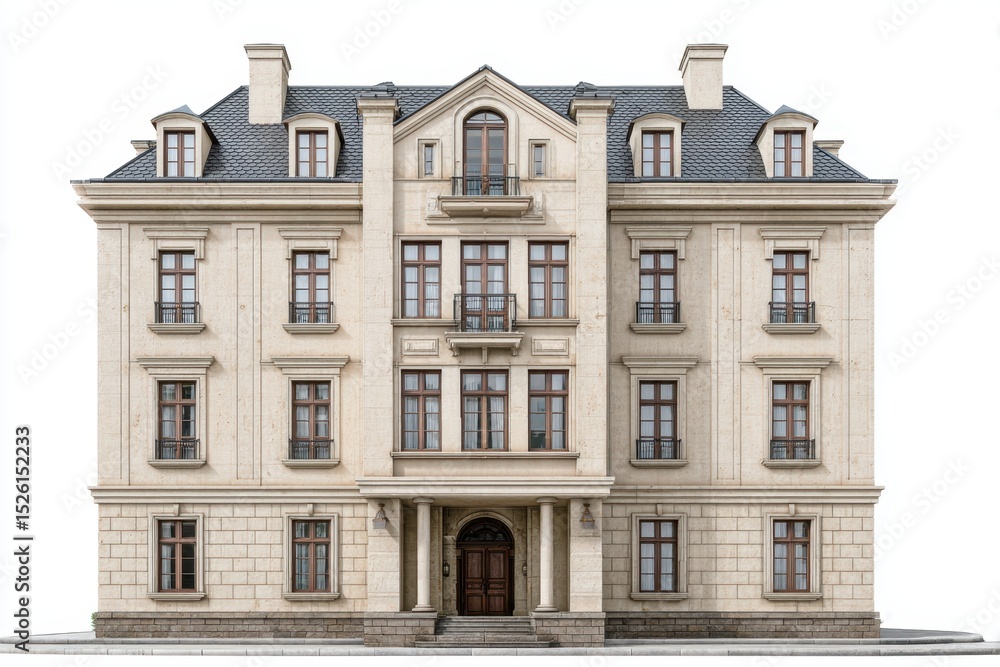 Fototapeta premium Facade of vintage beige stone building