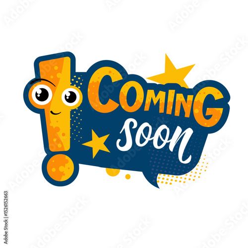coming soon — colorful vector sticker, label, badge illustration