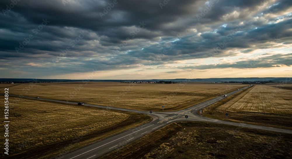 Naklejka premium a road with a car driving on it