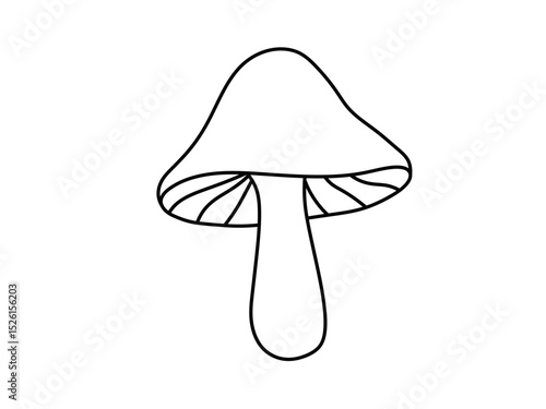 Vector isolated one single simple minimal mushroom  colorless black and white contour line easy drawing