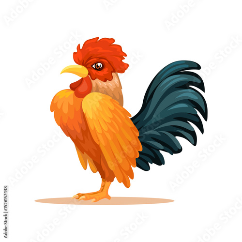 Short Legged Bantam Chicken Cartoon Illustration Vector