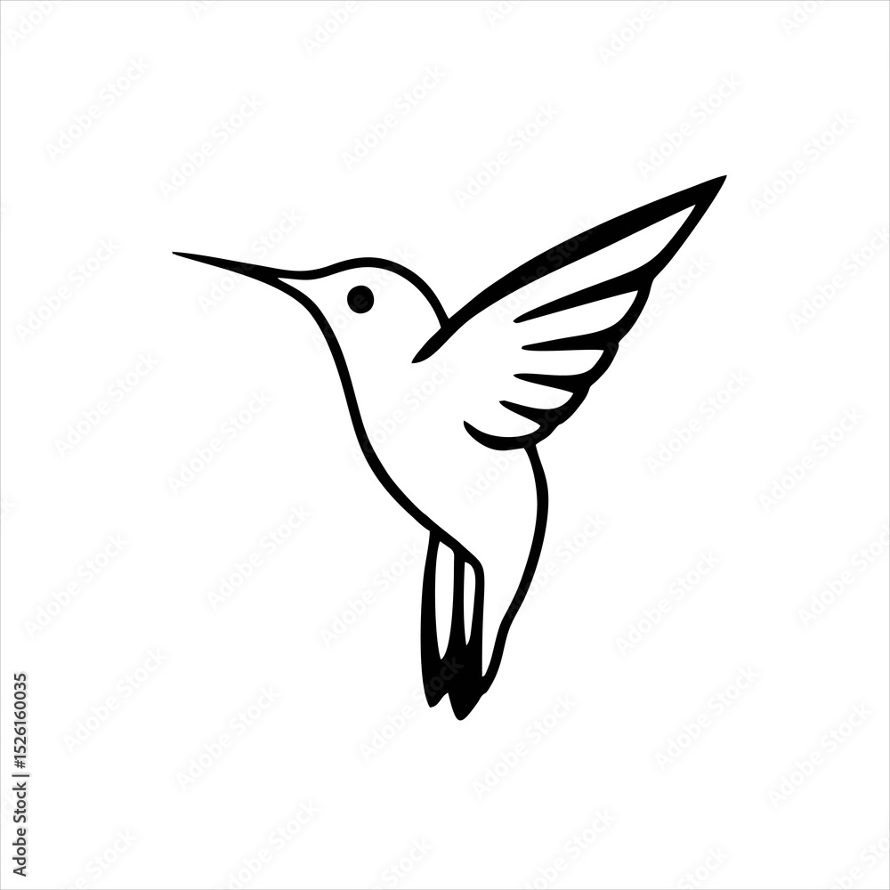 Fototapeta premium Simple Hummingbird Logo, Side View in Flight