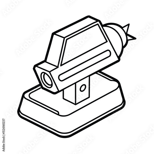 Detailed line art illustration of a stapler machine for office and school supplies concept