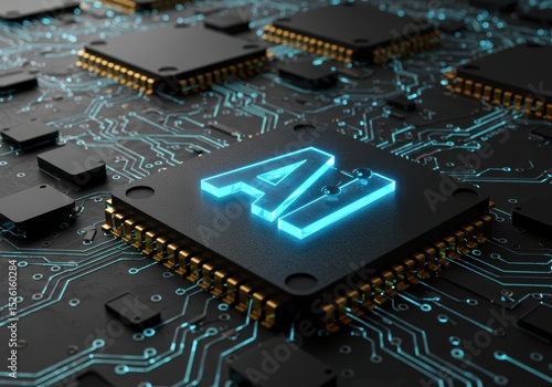 Wallpaper Mural Artificial intelligence chip with glowing ai letters on circuit board Torontodigital.ca