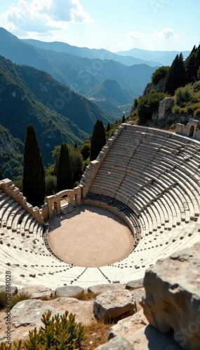 Stunning Epidaurus amphitheatre, natural acoustics, stage, landscape