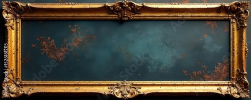 Intricate gilded frame, ornate carvings, aged patina, gold, frame, painting