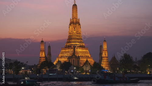 Wat Arun temple and Chao Phraya river in Bangkok