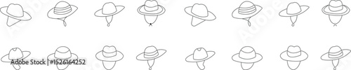 Elegant straw hat with wide brim and a decorative ribbon set . A beach hat Summer fashion accessory for sun protection and style accessory element, for beach and vacation concept, Stylish Headwear,
