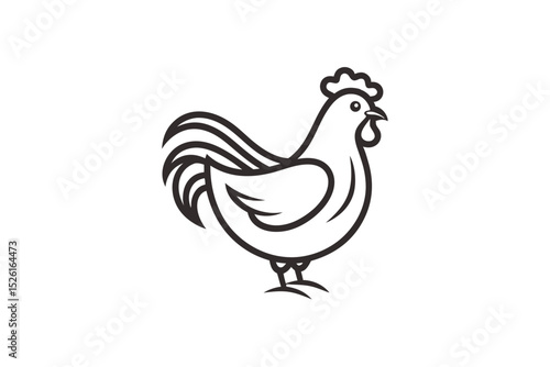Simple and elegant chicken outline logo vector art illustration