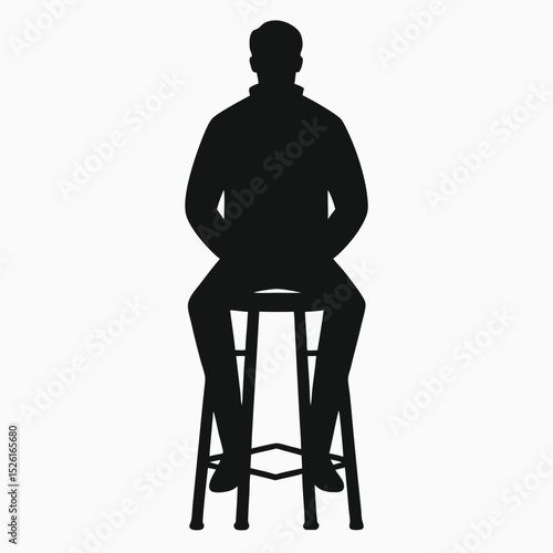 Silhouette of Man Resting on Bar Stool