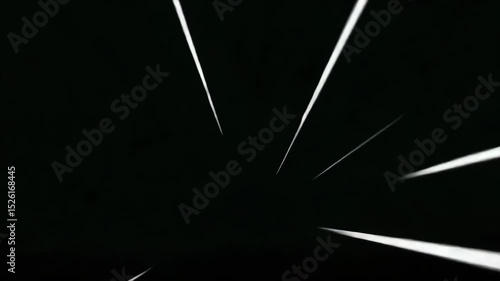 Dynamic white light streaks racing across dark background, generating powerful sense of speed and motion in sleek, futuristic animated graphic design