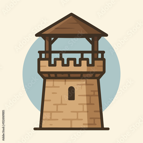 Vector illustration of medieval castle defense tower.