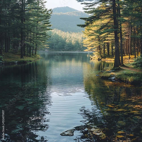 Serene River Amidst Woodland Beauty