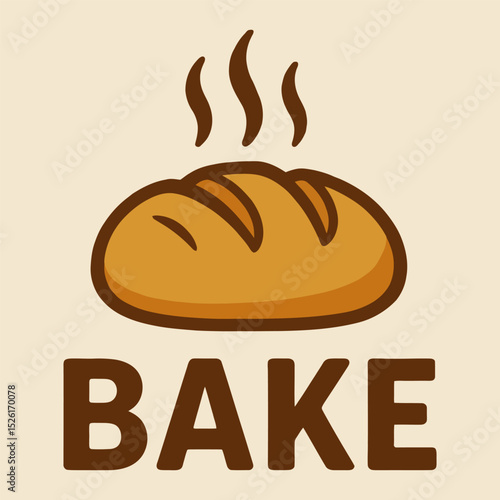 Vector icon of hot loaf of bread with steam lines.