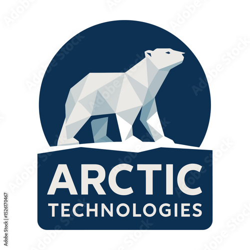 Low poly polar bear arctic logo, vector illustration.