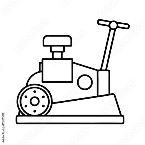 Simple line art illustration of a concrete floor grinding and polishing machine for construction and maintenance.