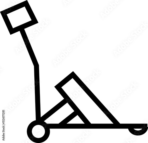 silhouette of hand Pallet Jack Vector Icon, Premium download icons of luggage cart Logistics Delivery, Minimalist template design elements, Jack Stacked With Boxes Thin Line art, for mobile app