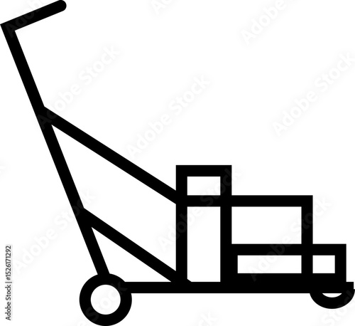 silhouette of hand Pallet Jack Vector Icon, Premium download icons of luggage cart Logistics Delivery, Minimalist template design elements, Jack Stacked With Boxes Thin Line art, for mobile app