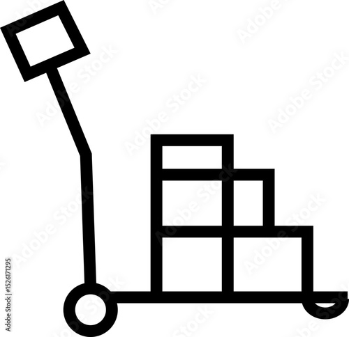 silhouette of hand Pallet Jack Vector Icon, Premium download icons of luggage cart Logistics Delivery, Minimalist template design elements, Jack Stacked With Boxes Thin Line art, for mobile app