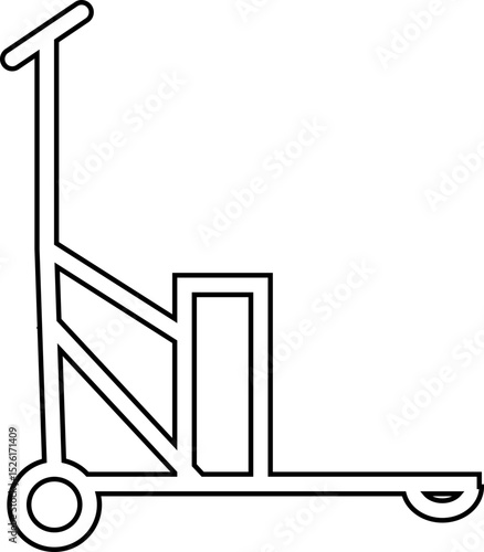 silhouette of hand Pallet Jack Vector Icon, Premium download icons of luggage cart Logistics Delivery, Minimalist template design elements, Jack Stacked With Boxes Thin Line art, for mobile app