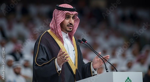 Prince Mohammed bin Salman delivering a speech