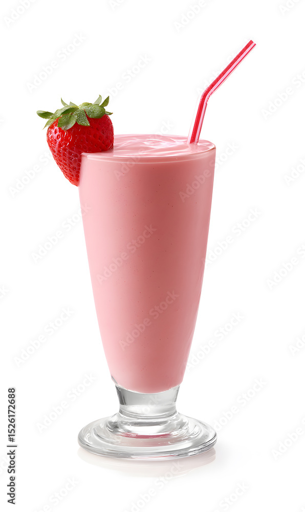 Glass of Strawberry Smoothie Isolated On White Glass of Strawberry Smoothie Isolated On White