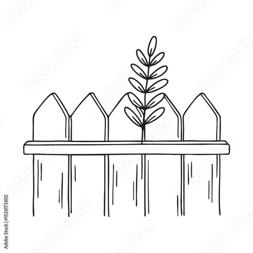 A twig caught in a fence gap
