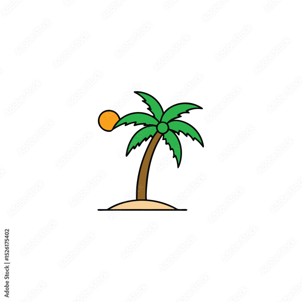 Fototapeta premium plam tree with sun in a white background 