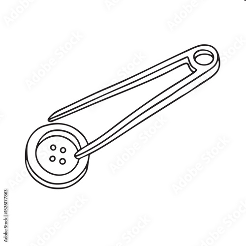 Tweezers used to pick up a small button