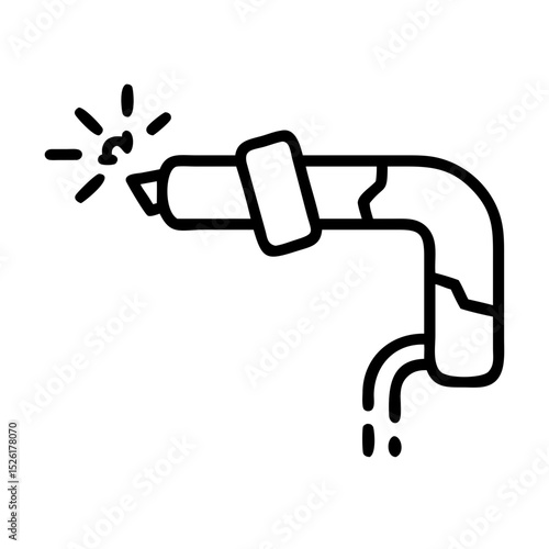 Broken pipe leaking water with a burst and cracking surface  