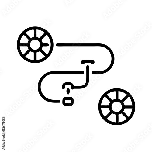 Film reel graphic illustration with curved film strip design  