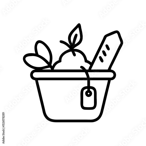 Ice cream scoop with leaves in a bowl for dessert serving  