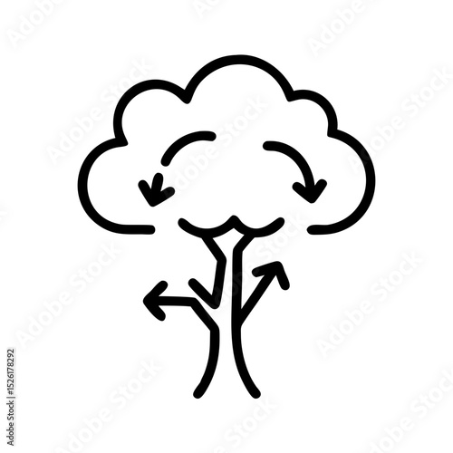 Abstract tree illustration with arrows symbolizing growth and direction  