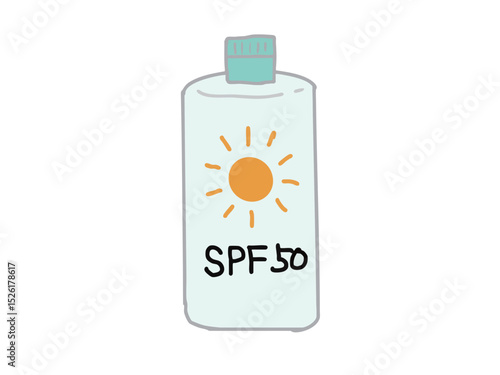 Illustration of sunscreen oil in a sunscreen bottle