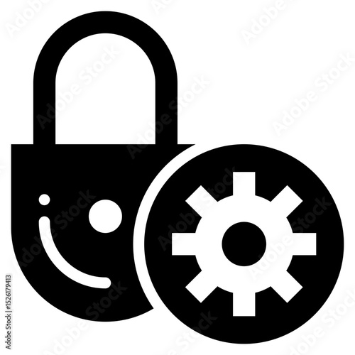 key lock security system setting gear wheel solid glyph icon