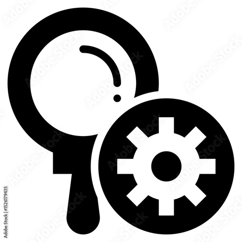 magnifying finding search system setting gear solid glyph icon