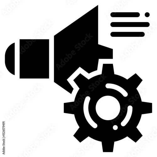 sound loud system setting gear wheel solid glyph icon